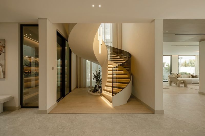 20 Modern Living Room Ideas That Feel At The Cutting Edge Of Design, Yet Still Soft And Inviting - Decor Hint Sculptural Staircases as Living Room Features