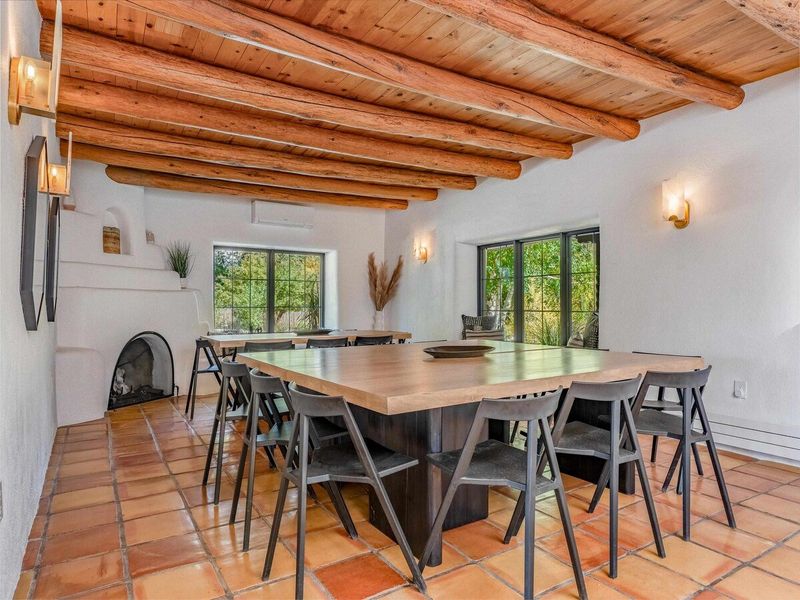 Exposed Wooden Beams With White Ceilings