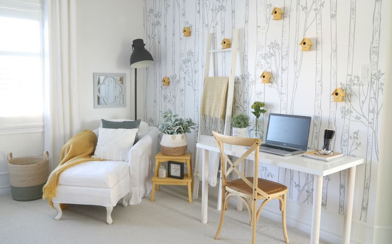 12 Budget-Friendly Hacks To Transform Your Home Office - Decor Hint Use Peel-And-Stick Wallpaper For Accent Walls