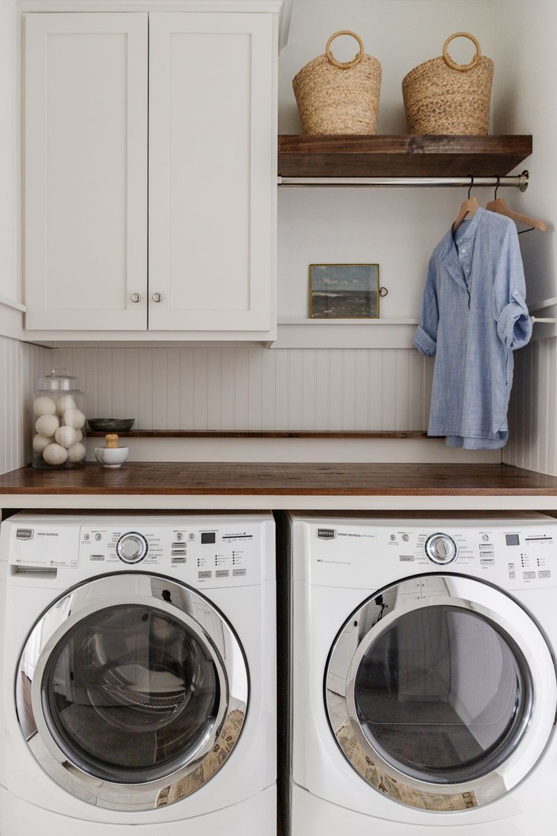 13 Affordable DIY Laundry Room Makeover Ideas And Guide - Decor Hint Hanging Rod