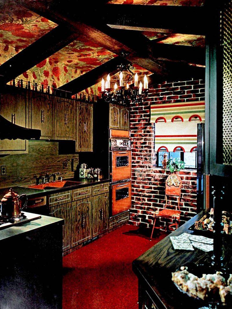 Step Back In Time With 27 Retro Kitchen Styles Straight From The 1970s - Decor Hint Dark Wood Cabinets