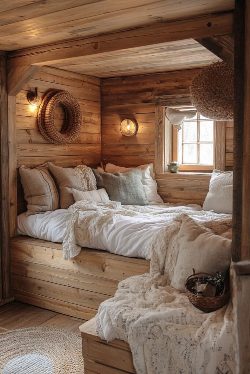 This Studio Cabin Is Small But Stunning 13 Features That Add Major Charm - Decor Hint Cozy Loft Sleeping Area