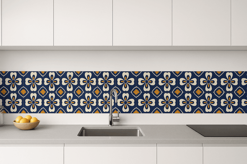 Graphic Tile Backsplash