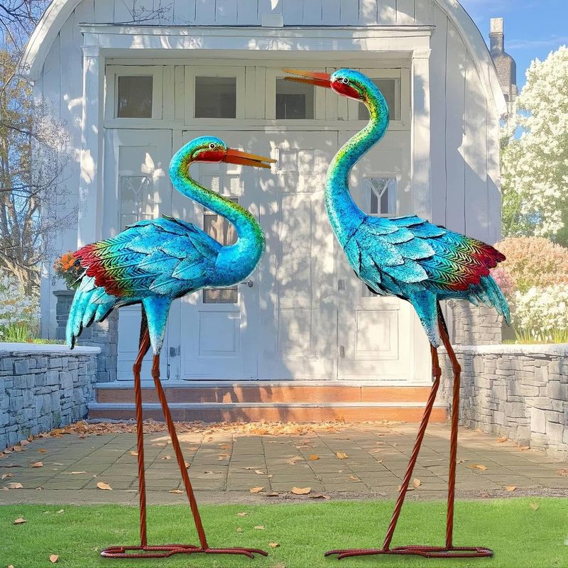 Tall Decorative Statues Peeking Over Fences