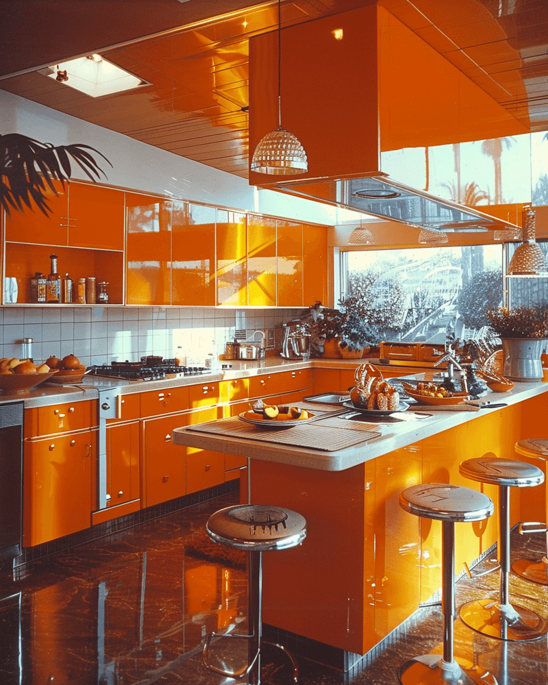 Step Back In Time With 27 Retro Kitchen Styles Straight From The 1970s - Decor Hint Orange Formica Counters
