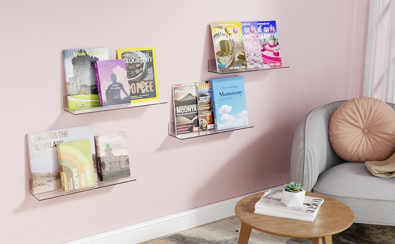 Lucite Is The Stylish Furniture With Lasting Appeal, Designers Share Top Styling Tips - Decor Hint Create A Floating Bookshelf Illusion With Lucite Stacks