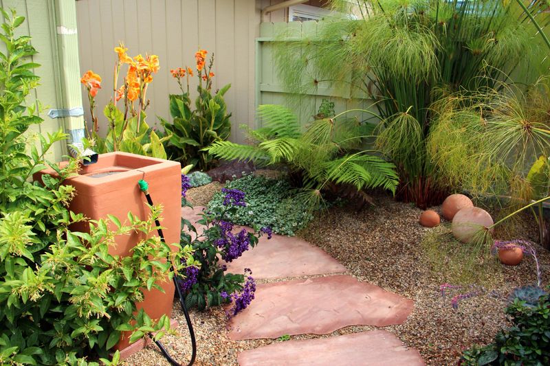 21 Sustainable Front Yard Landscaping Ideas With Rocks And Mulch - Decor Hint Rock-Lined Rain Barrels