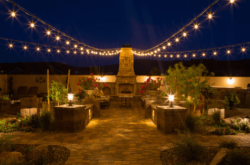 8 Welcoming Garden Spaces Found All Over Arizona - Decor Hint String Lights Draped Over Minimalist Patio Setups