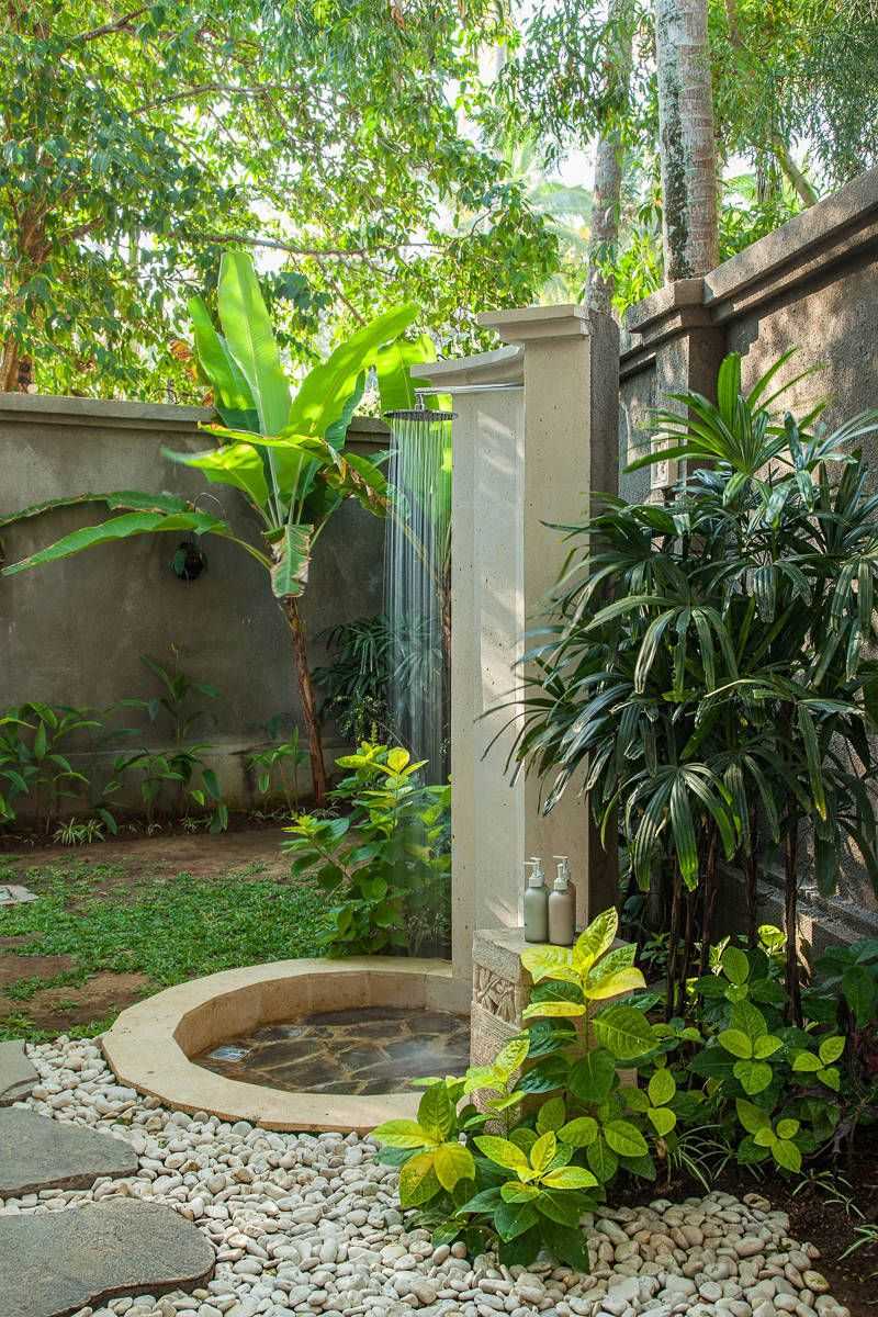 25 Outdoor Shower Ideas That Give Off BIG Beach House Energy - Decor Hint Tropical Garden Backdrop