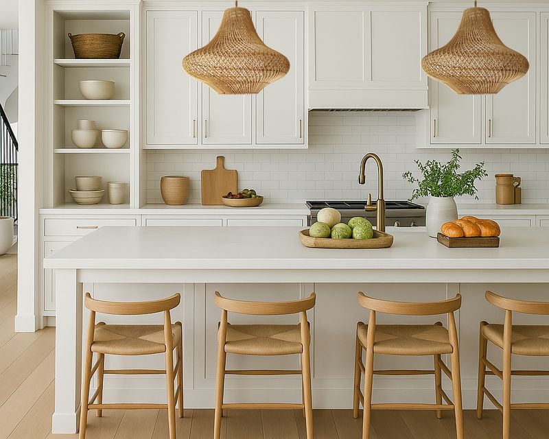 12 Coastal-Inspired Curb Appeal Ideas Seen In California Homes (And 3 That Are Losing Charm Fast) - Decor Hint Seagrass and Rattan Lighting