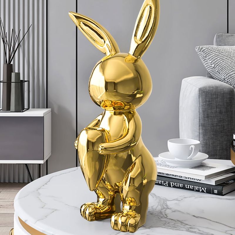 These 18 Spring Home Decor Picks Instantly Cheer Up Any Room Starting at $10 - Decor Hint Golden Rabbit Figurines