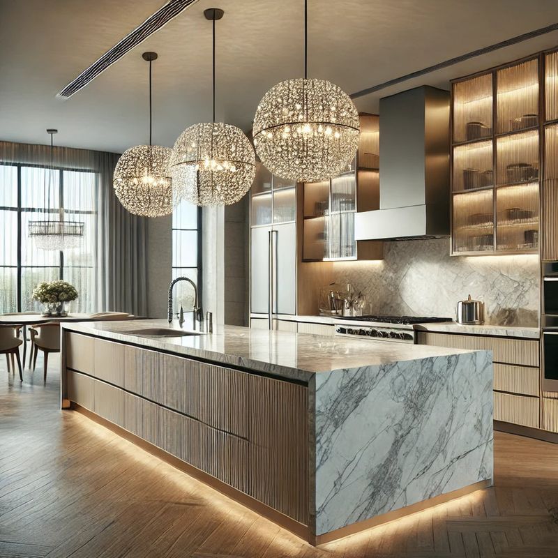 24 Clever Upgrades Designers Swear By For A High-End Kitchen Vibe - Decor Hint Statement Pendant Lighting
