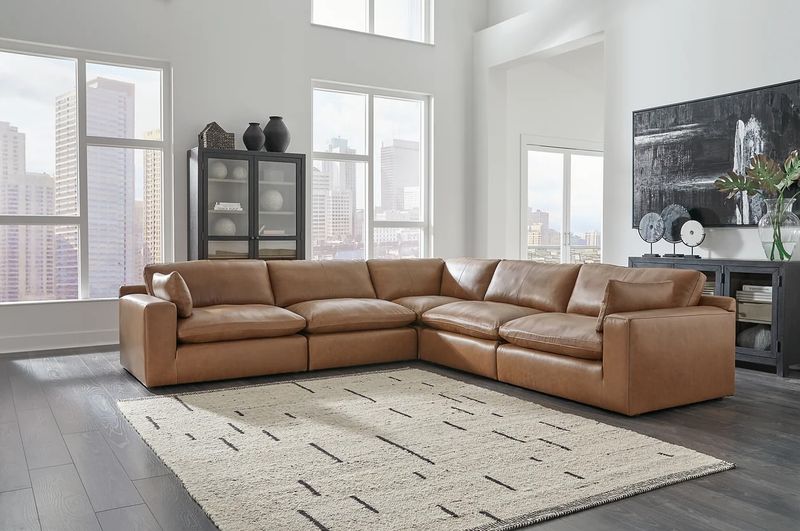 10 Old-Fashioned Couch Colors That Are Aging Your Living Room, And 10 To Pick Instead - Decor Hint Camel Leather: Warm Minimalism