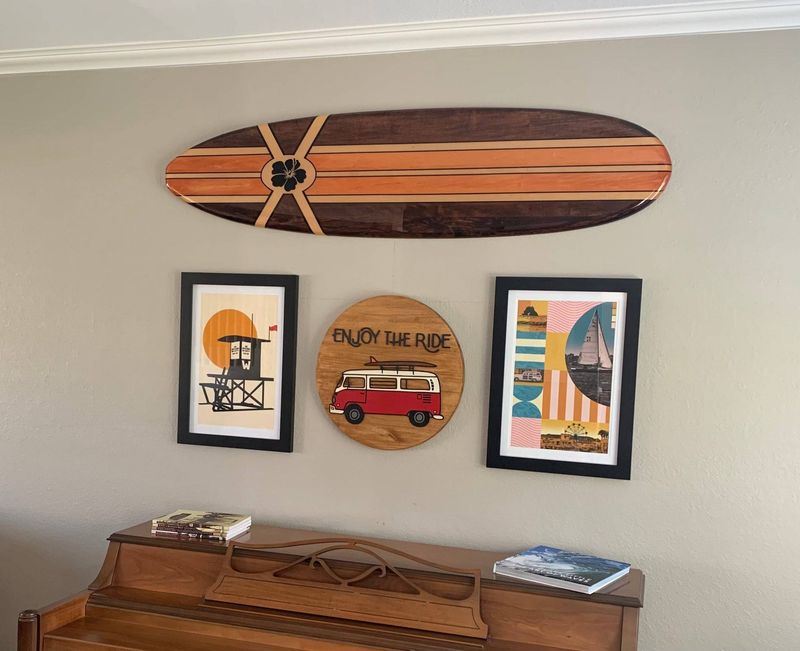 11 Popular Thrift Store Pieces For California-Style Interiors - Decor Hint Hang Vintage Surfboards As Statement Art