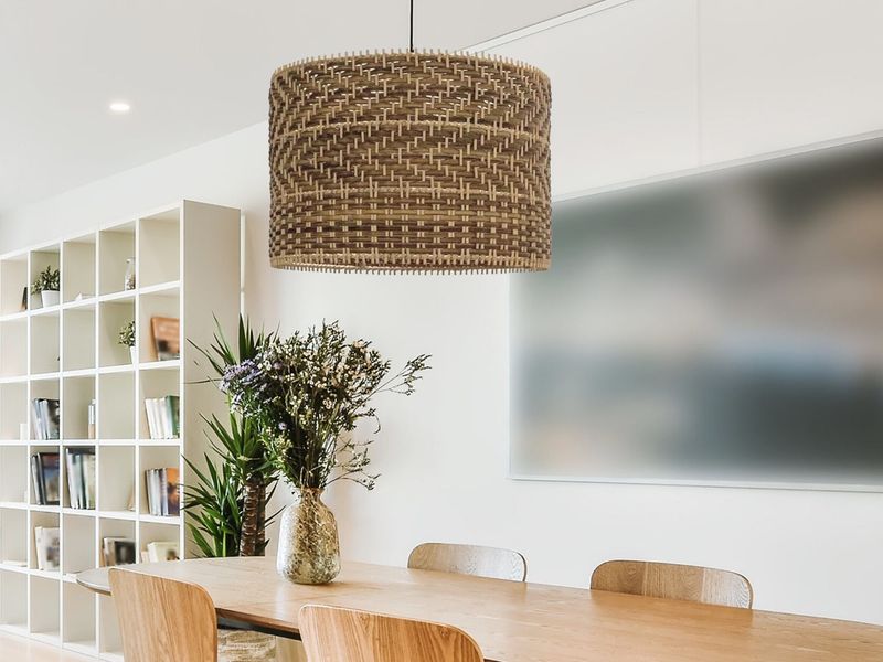 Modern Meets Rustic Lighting Designs Common In Arizona Homes - Decor Hint Woven Natural Fiber Drum Shades