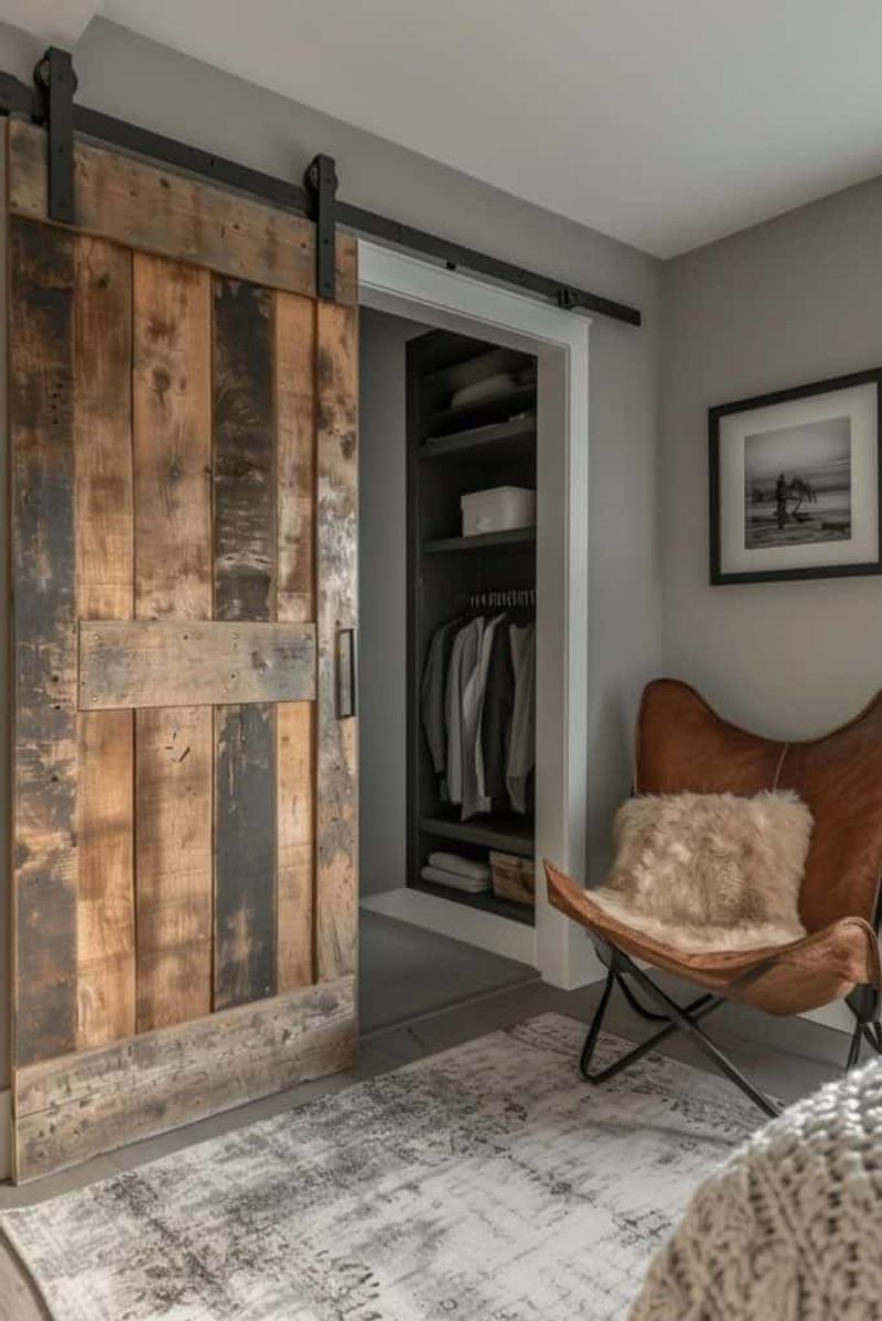 24 Inspiring Ways To Blend Rustic Boho And Farmhouse Styles In Your Living Room - Decor Hint Barn doors or sliding panels