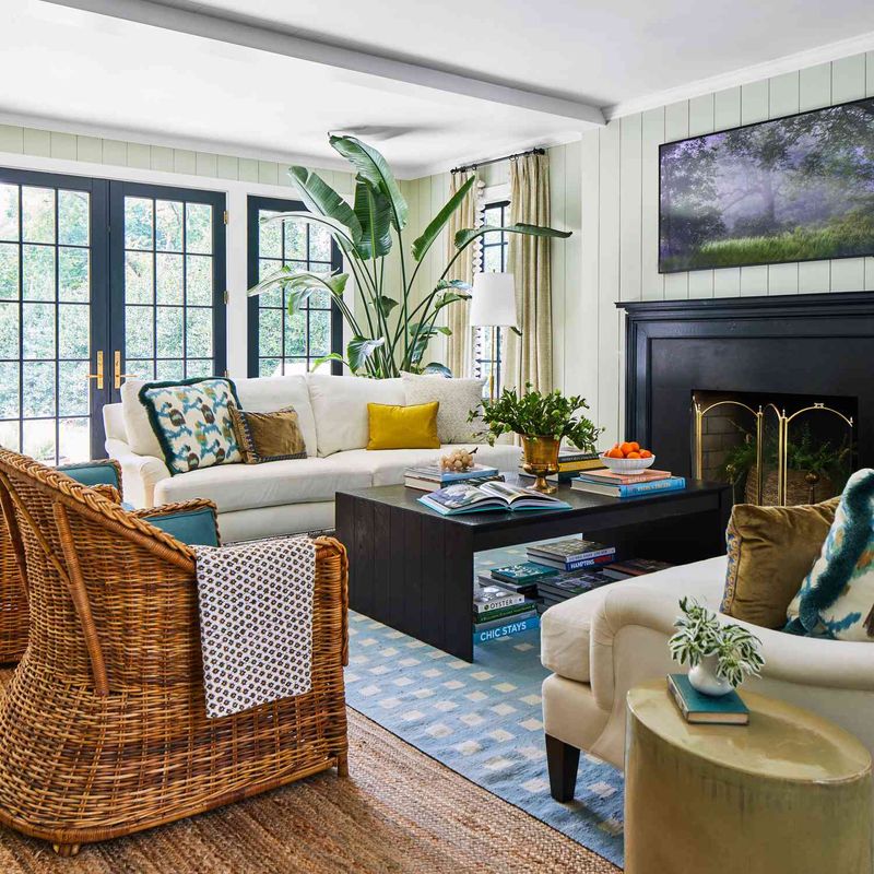 13 Living Room Elements That Bring Southern Charm To Texas Houses - Decor Hint Earth-Toned Color Palettes with Pops of Blue or Green