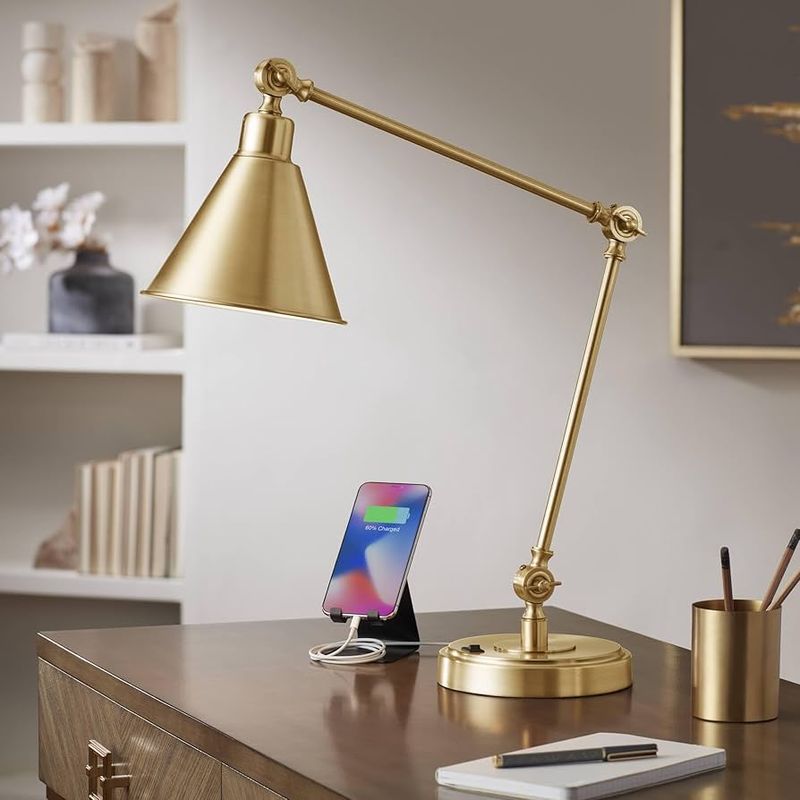 18 Desk Setup Tips For Better Work-Life Balance - Decor Hint Add a Stylish Desk Lamp for Task Lighting