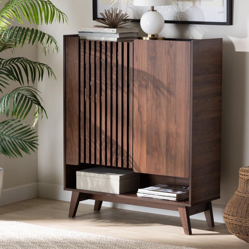 Mid-Century Modern Wood Slat Hamper