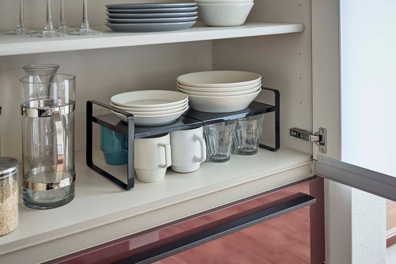 Shelf Risers for Cabinet Space