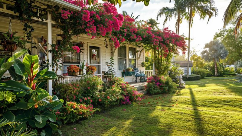 12 Stunning Outdoor Spaces Turning Heads Across Florida Neighborhoods - Decor Hint Colorful Florida-Style Gardens With Hibiscus And Bougainvillea
