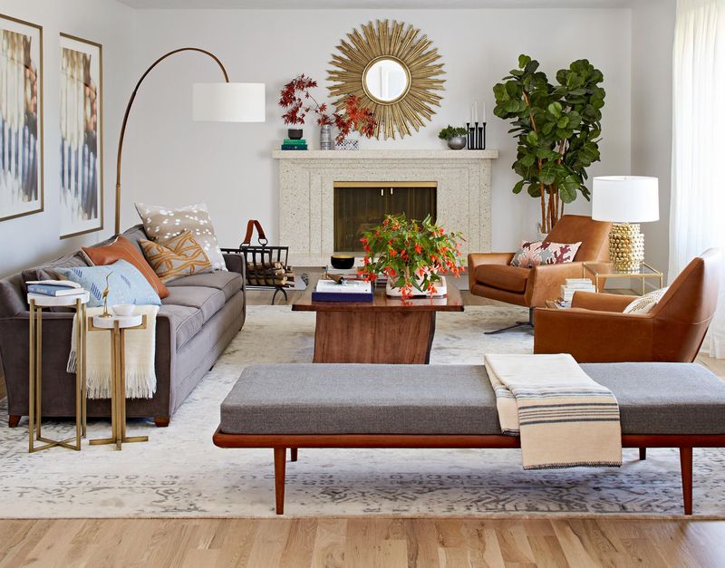 Low-slung floor lamps with oversized shades