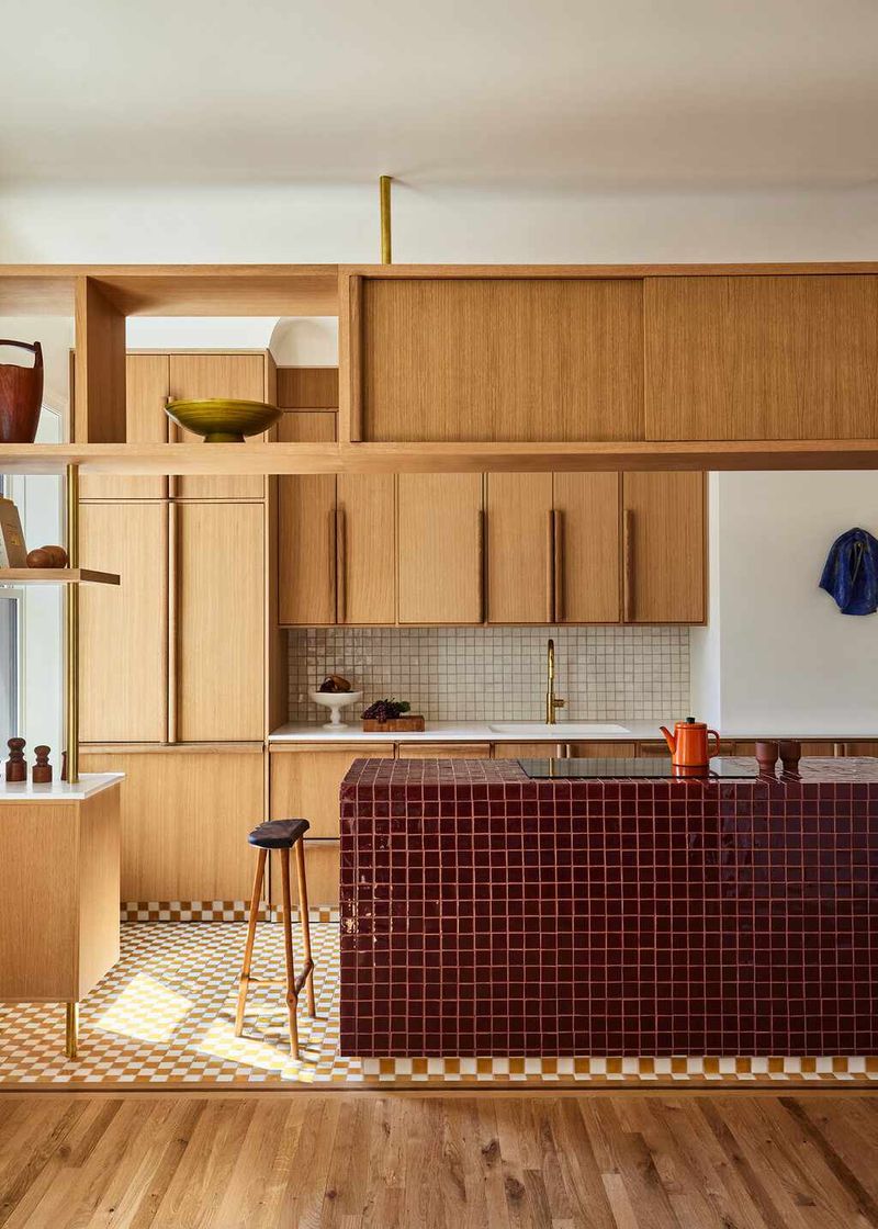 Step Back In Time With 27 Retro Kitchen Styles Straight From The 1970s - Decor Hint Tiled Kitchen Islands