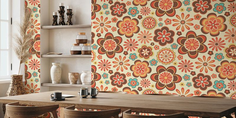 Step Back In Time With 27 Retro Kitchen Styles Straight From The 1970s - Decor Hint Bold Floral Wallpaper