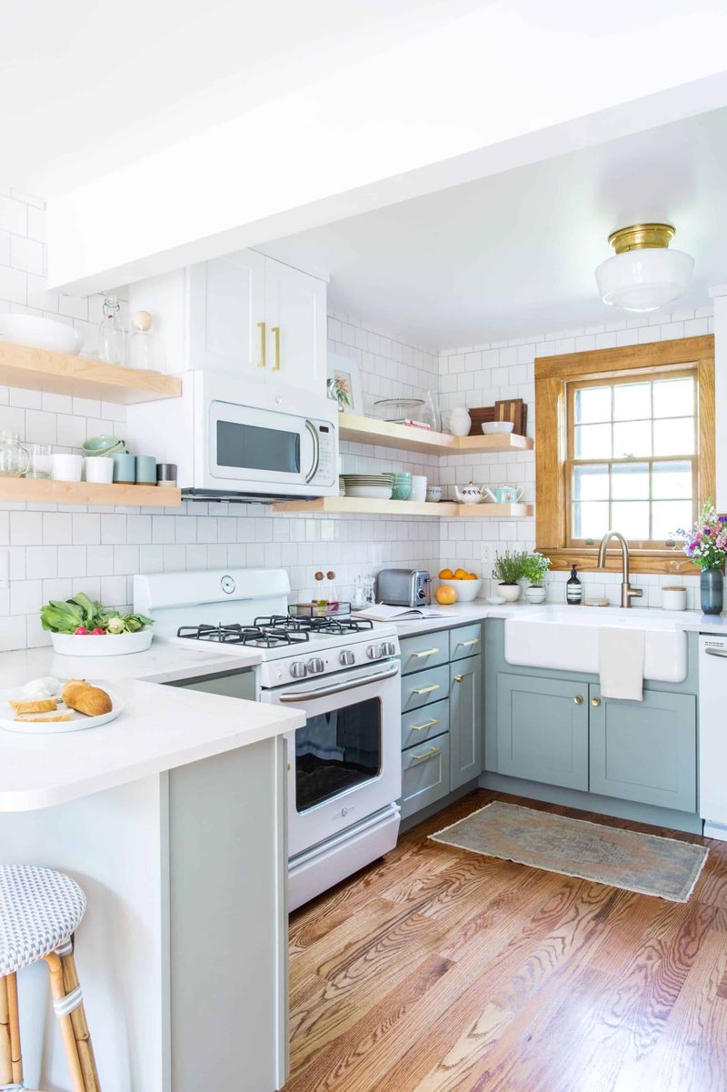 22 Design Moves New Yorkers Use To Modernize Wood Cabinets Before Painting - Decor Hint Replacing Upper Cabinets with Shelves