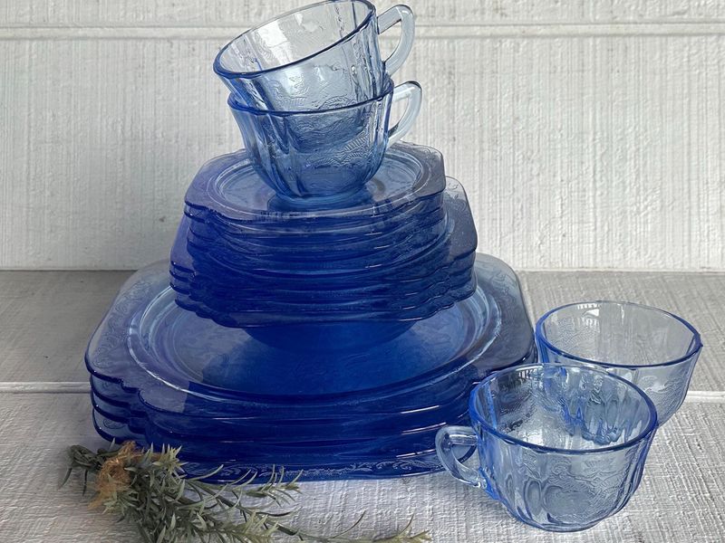 Georgia Gold: 15 Depression Glass Patterns You'll Want to Snatch Up Fast - Decor Hint Madrid (Blue): The Rare Azure Variation