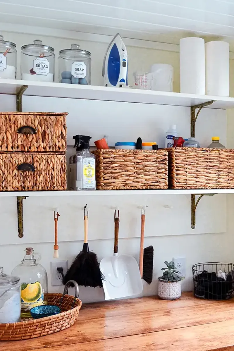 13 Affordable DIY Laundry Room Makeover Ideas And Guide - Decor Hint Open Shelving