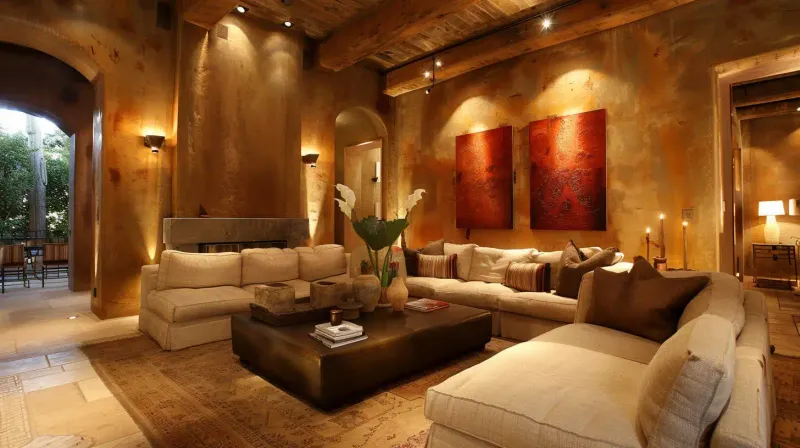 14 Mediterranean-Inspired Living Spaces That Bring A European Getaway Home - Decor Hint Living Room Showcasing Rustic Plaster Finishes