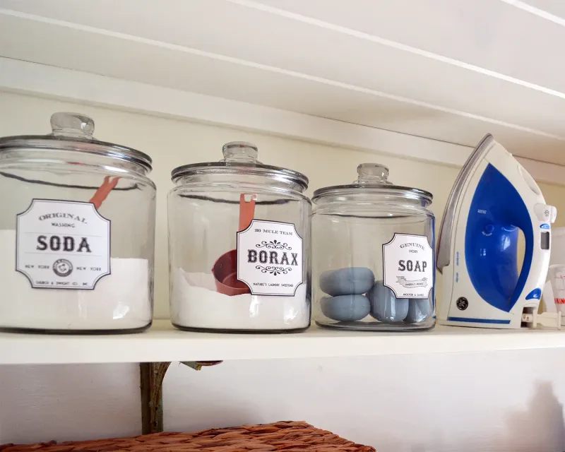 13 Affordable DIY Laundry Room Makeover Ideas And Guide - Decor Hint Storage Jars