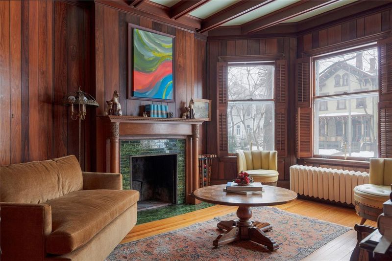 Inside A 1899 Queen Anne Victorian In Poughkeepsie With Stained Glass And Intricate Woodwork - Decor Hint Marbleized Mantelpiece And Ornate Fireplace Surrounds