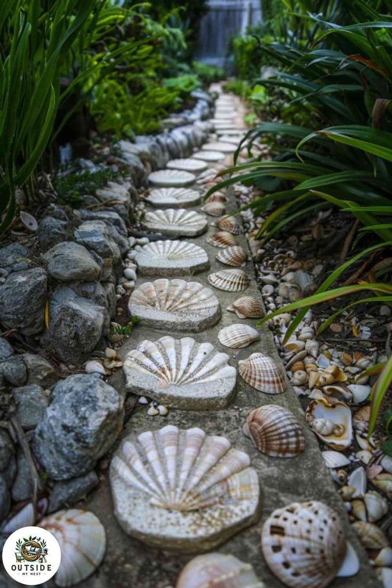 10 Coastal-Inspired Curb Appeal Ideas From Florida Homes - Decor Hint Seashell Walkway