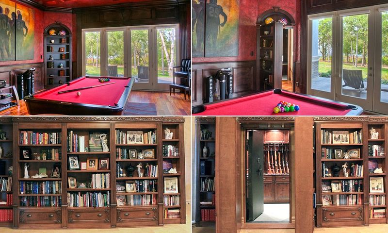 18 Photos That Show Inside A Mansion That Belonged To One Of America’s Wealthiest Families - Decor Hint Hidden Safe Room Behind a Bookcase