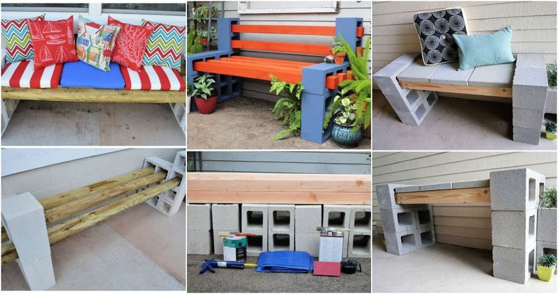 18 DIY Outdoor Decor Ideas That Look Way More Expensive Than They Are - Decor Hint Cinder Block Bench with Wood Slats