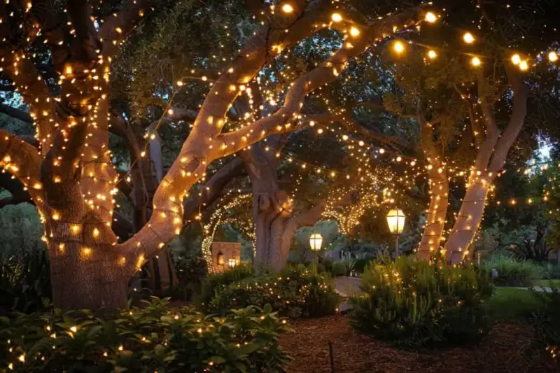 The Most Enchanting Outdoor Setups You'll See Around Oregon Streets - Decor Hint String Lights Woven Through Trees and Pergolas
