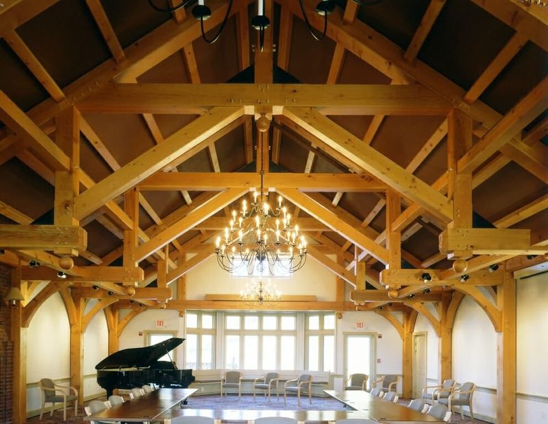 Exposed timber beams