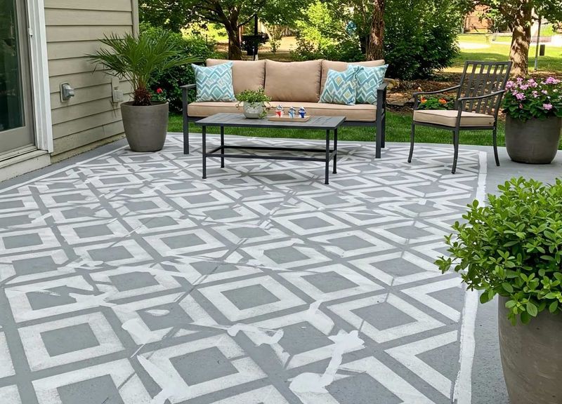 18 DIY Outdoor Decor Ideas That Look Way More Expensive Than They Are - Decor Hint Painted Concrete Pavers Arranged Like Tile