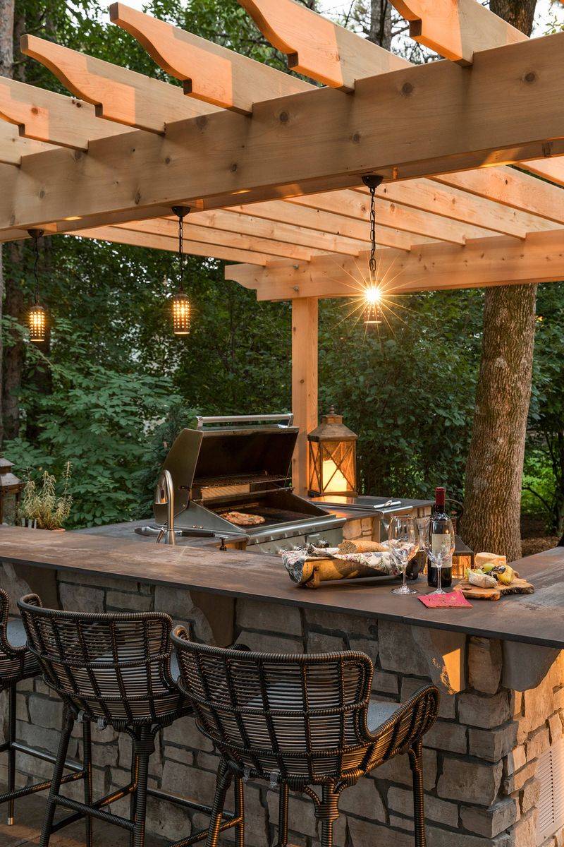 Covered Pergola Grill Station