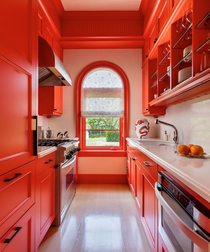 9 Underrated Paint Colors Designers Always Use In Kitchens (And 9 They Say To Stay Away From) - Decor Hint Bright Red (Stay Away)