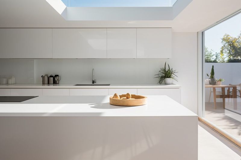 13 White Kitchens That Prove Minimalism Is Here To Stay - Decor Hint Bright Skylights Enhancing All-White Space