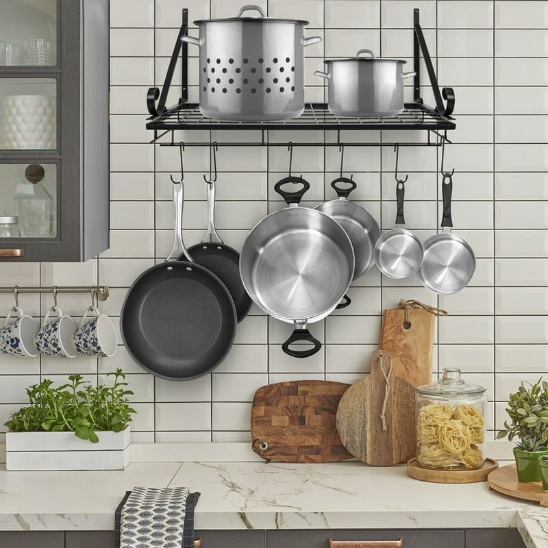 Wall-mounted pot rack