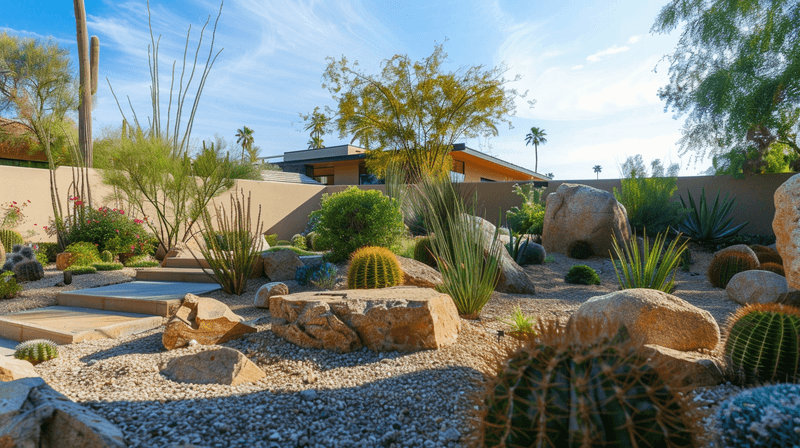 21 Sustainable Front Yard Landscaping Ideas With Rocks And Mulch - Decor Hint Desert-Inspired Rock Garden