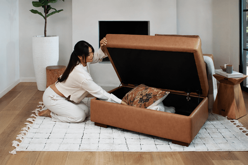 14 Smart Ways To Organize Small Spaces From A Stylish 350 Sq Ft NYC Apartment - Decor Hint Hidden Storage Ottomans