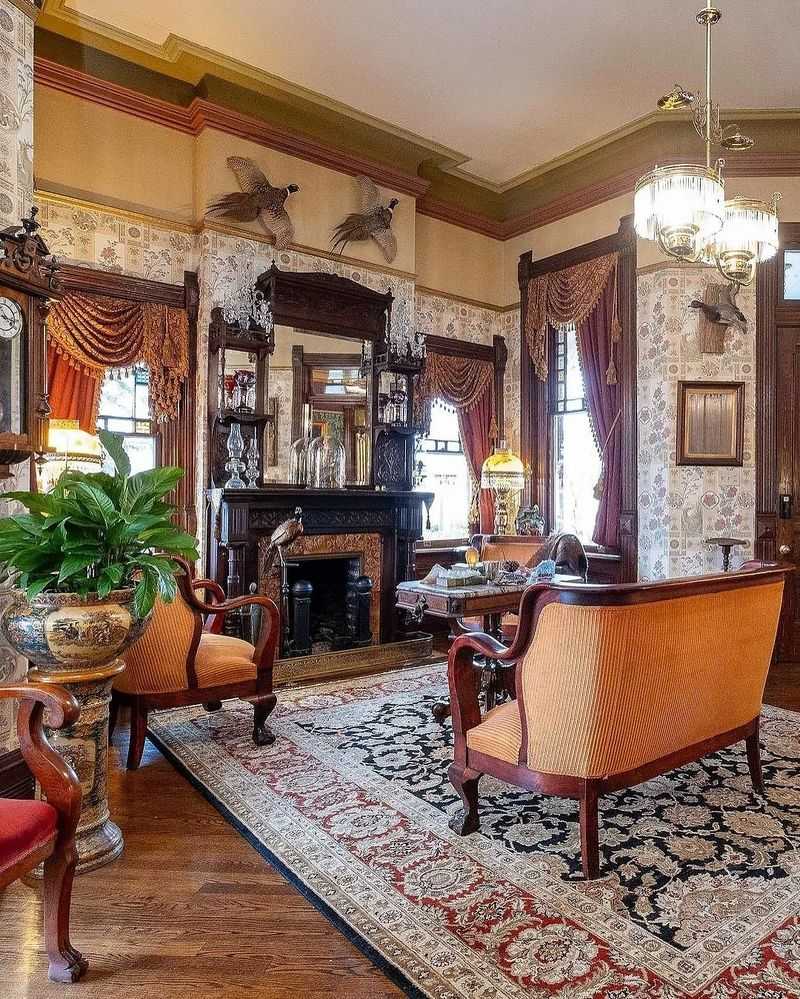 17 Must-See Photos Of An 1888 Queen Anne Home In Little Rock - Decor Hint Parlor with Original Fireplace