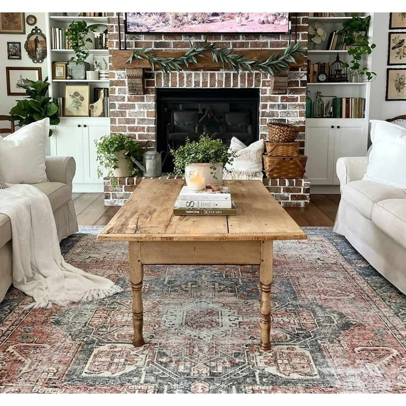 24 Inspiring Ways To Blend Rustic Boho And Farmhouse Styles In Your Living Room - Decor Hint Vintage-inspired rugs