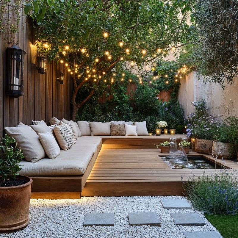 Create A Lush Escape 23 Gorgeous Designs For Small Backyards - Decor Hint Hanging String Lights