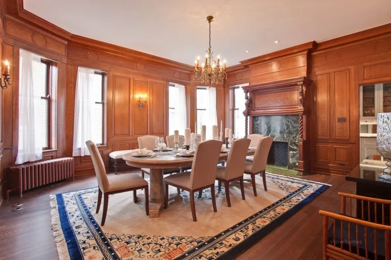 Dining Room Dazzles With Original Wainscoting And Crystal Chandelier
